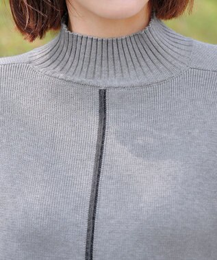 Tiaclasse 【洗える】配色切り替えニットトップス グレー