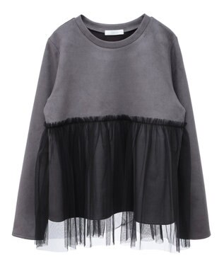 Green Parks ・ｓｗｉｎｇ　ｂｙ　チュールレイヤープルオーバー Gray Beige