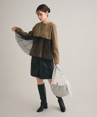 Green Parks ・ｓｗｉｎｇ　ｂｙ　チュールレイヤープルオーバー Gray Beige