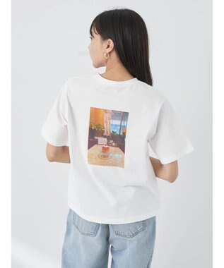earth music&ecology レトロ喫茶プリントＴｅｅ Off White