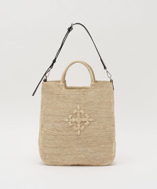 russet 《かごバッグ》インドラフィア2WAYトートバッグ(TI-368) Natural