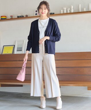 ANY SIS 【洗える】彩色兼美 カーディガン ネイビー