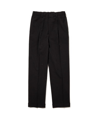 J.PRESS MEN 【J.PRESS ORIGINALS】Wool Silk Angola Chalk Stripes Spindle 1Tuck Piped Stem Slacks / Japan Made