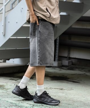 WEGO 【ウエストゴム/手洗い可】デニムバギーショーツ グレー