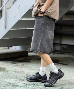 WEGO 【ウエストゴム/手洗い可】デニムバギーショーツ グレー