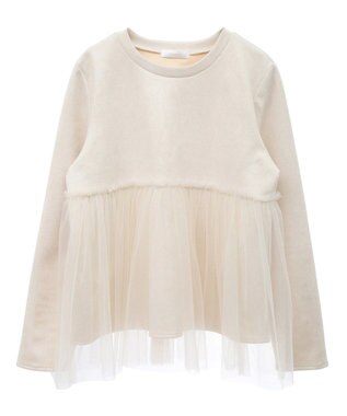 Green Parks ・ｓｗｉｎｇ　ｂｙ　チュールレイヤープルオーバー Gray Beige