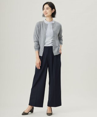 J.PRESS LADIES 【洗える】ANASTASIA milled ツータック ワイド パンツ ネイビー系