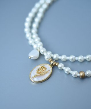 monshiro 【セレモニーにも】スズラングラスパールロングネックレス（メガネチェーンにも） ホワイト