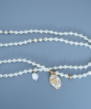 monshiro 【セレモニーにも】スズラングラスパールロングネックレス（メガネチェーンにも） ホワイト