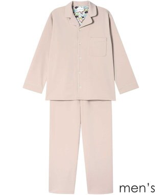 une nana cool 【綿混】ハイゲージダブルエアー メンズ長袖開襟 MADE WITH LIBERTY FABRIC ベージュ