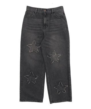 WEGO スターモチーフオーバーダイバギーパンツ ブラック