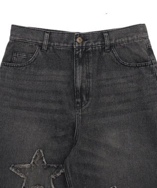 WEGO スターモチーフオーバーダイバギーパンツ ブラック