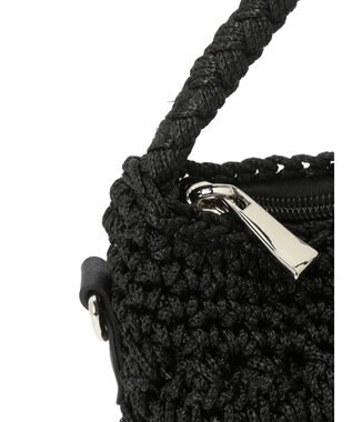 Green Parks ・ｃａｃｈｅ　ｃａｃｈｅ　柄編みワンハンドルミニバッグ Black