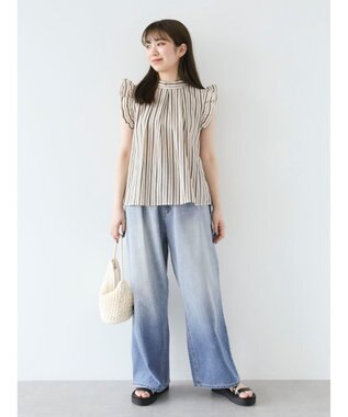 Green Parks ・ＥＬＥＮＣＡＲＥ　ＤＵＥ　ストライプフリルブラウス Beige