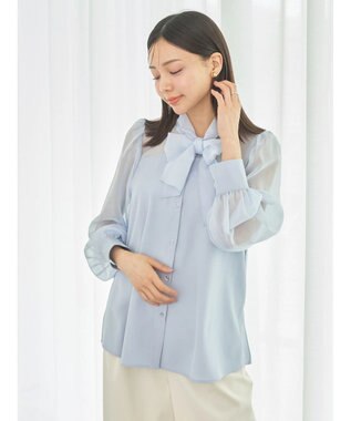 earth music&ecology シアードッキングブラウス Blue