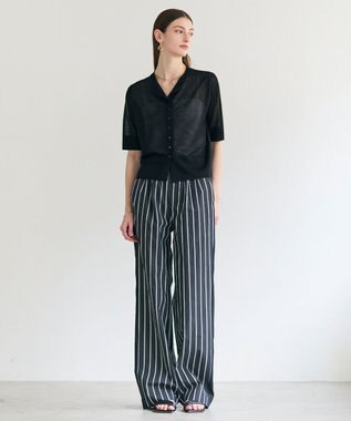 BEIGE， MOISE / シアーニット　5分袖カーディガン Black