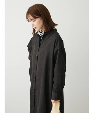 Green Parks マイクロピケシャツワンピース Black