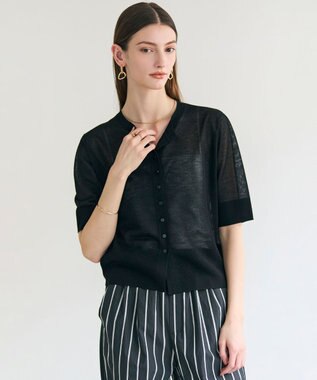 BEIGE， MOISE / シアーニット　5分袖カーディガン