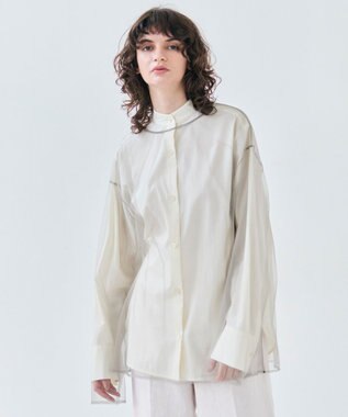 BEIGE， 【洗える・Oggi 6月号掲載】SILENE / オーバーサイズチュールブラウス