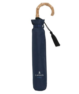 MOONBAT 【WEB限定】LANVIN en Bleu 晴雨兼用 折りたたみ傘 長傘(2WAY) プレーン×ロゴ刺繍 一級遮光 遮熱 UV ネイビーブルー