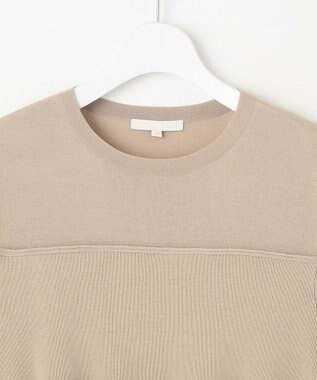 自由区 L 【洗える】ドライコットンハイゲージペプラム ニット ベージュ