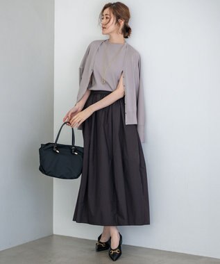 23区 L 【洗える】ヴィスコースストレッチ ドルマンスリーブ カーディガン ライトグレー系