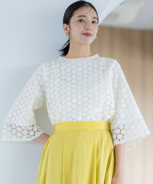 組曲 【WEB限定】フラワーレース袖フレア ブラウス