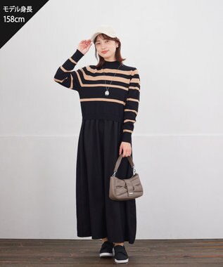 Tiaclasse ニットドッキングワンピース ブラック