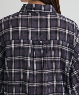 Green Parks スカーフ付チェックシャツ Charcoal Gray