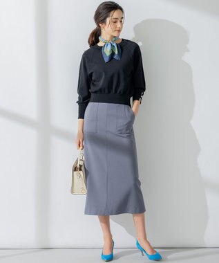 組曲 S 【パールボタン付】ブーケカラーリラクシー ニット ブラック系