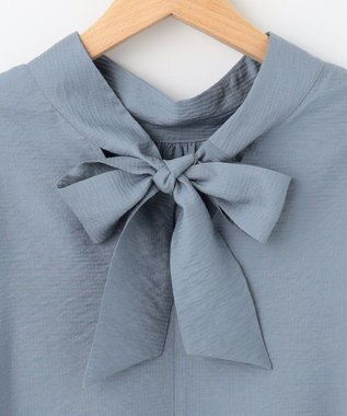 組曲 【セットアップ対応・前後着用可】ニュアンスシフォン ブラウス サックスブルー系