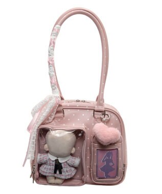 WEGO 【痛バ＆推し活グッズ】きらふわスイートドットぬい痛ボストンバッグ ライトピンク