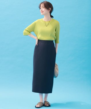 ANY L ポイントシアーリブニット アップルグリーン