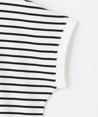 ANY 【大好評につき新色登場！】モックネックフレンチスリーブ ボーダーＴシャツ ホワイト×ブラック