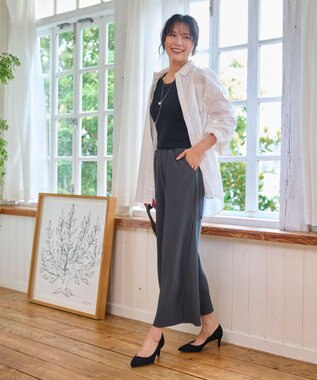 WEGO 【WEB限定/2025年秋冬新作/裾カットOK！自分サイズに調整可能/ウエストゴム/しわになりにくい/】カットプリーツパンツ ブラック中濃色