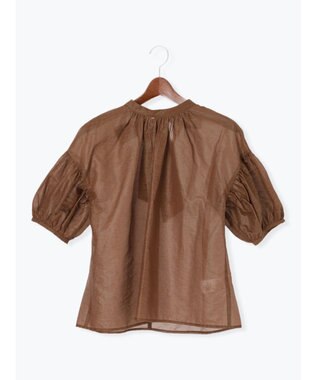 Te chichi レザーライクバックリボンブラウス ブラウン