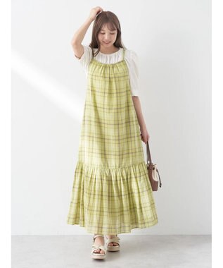 earth music&ecology マドラスチェックキャミワンピース Yellow