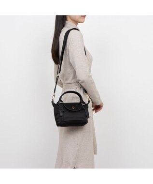 UNBILLION ペルケ perche / ナイロン×牛革かぶせジェムストーン2wayショルダーバッグ ブラック