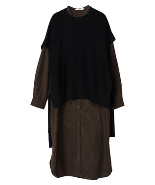 AMERICAN HOLIC ＳＥＴ　シャツワンピース＋ニットベスト Black