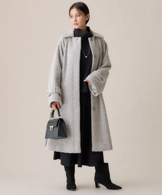 自由区 S FLUFFYステンカラー コート ライトグレー系