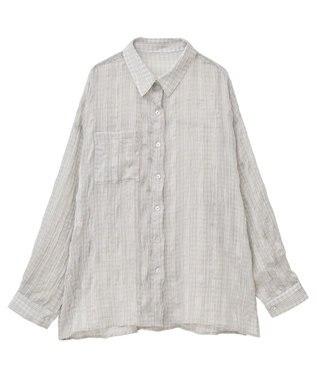 Green Parks シアーワッシャーロングスリーブシャツ Light Gray