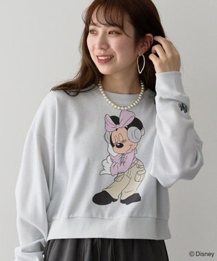 Green Parks ミッキー＆フレンズ／ラメ裏毛ショートプルオーバー White