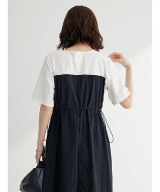 Green Parks 布帛ドッキングドロストワンピース Black