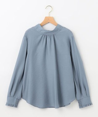 組曲 【セットアップ対応・前後着用可】ニュアンスシフォン ブラウス サックスブルー系