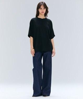 BEIGE， 【BEIGE,ecru/WEB限定・洗える】FINE DRY TOUCH / ねじりデザインコットンオーバーサイズTシャツ Black