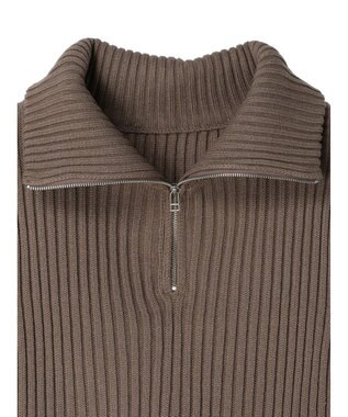 earth music&ecology ハーフジップニットベスト Mocha