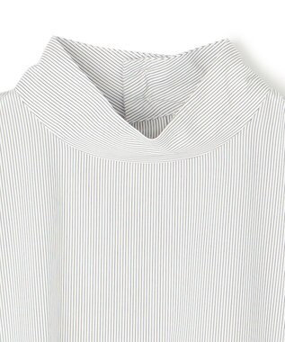 UNFILO L ハイネックブラウス オフ×ブラックストライプ