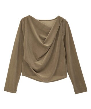 earth music&ecology シアーベロアドレープネックプルオーバー Beige