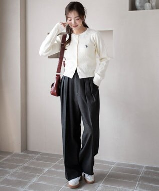 WEGO 【26年春新作】別注USPOLOケーブルニットカーデ ホワイトアイボリー