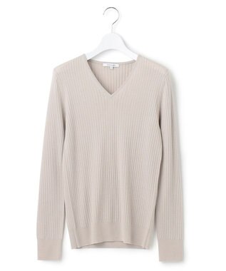 23区 【洗える】ウーステッドウール Vネック ニット ライトベージュ系